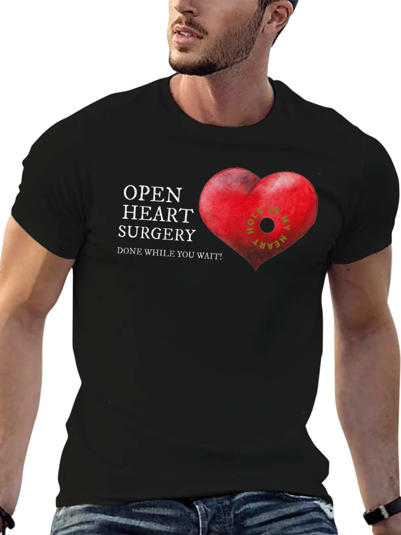 Humorous Open Heart Surgery Graphic T-Shirt