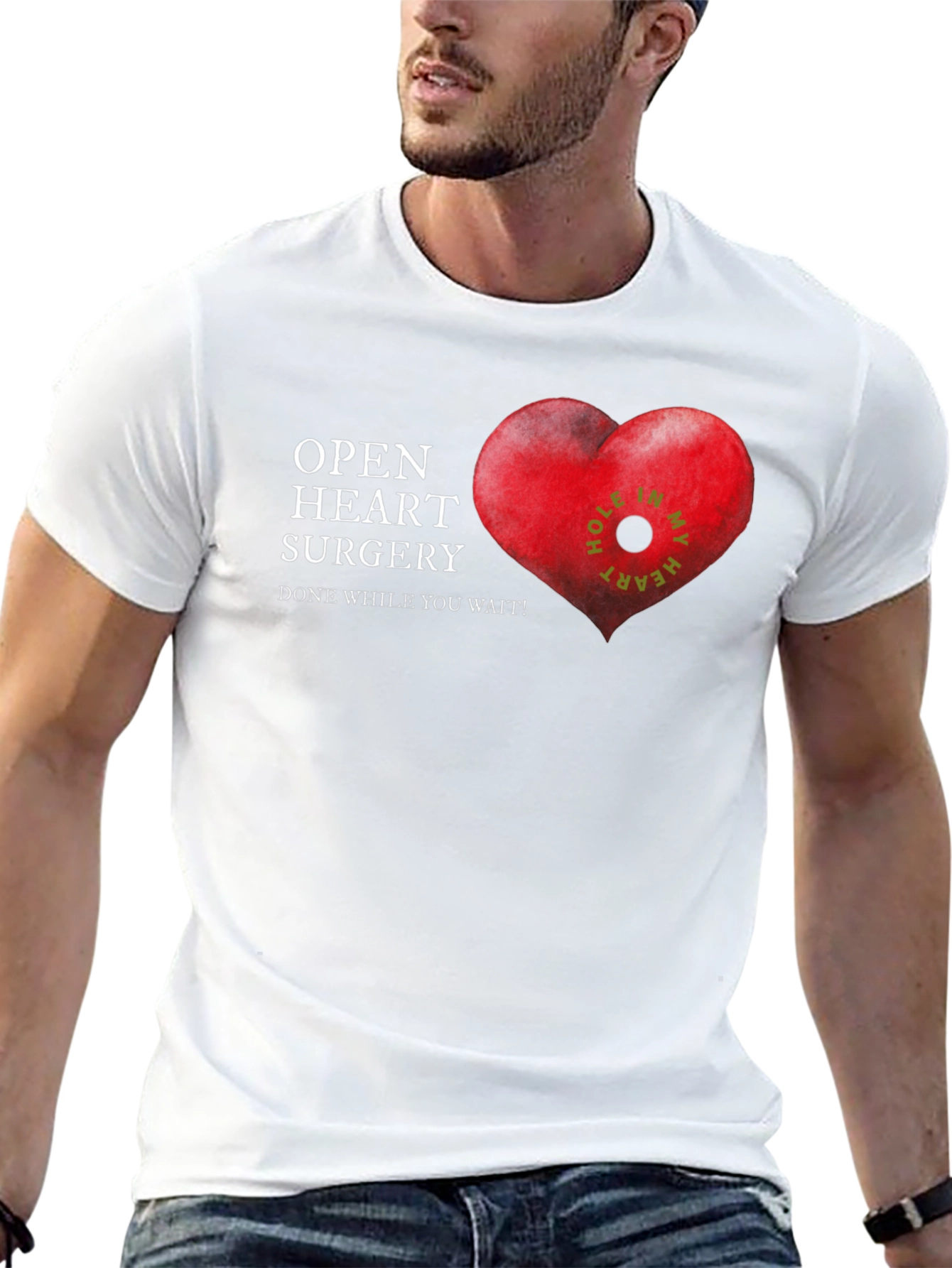 Humorous Open Heart Surgery Graphic T-Shirt