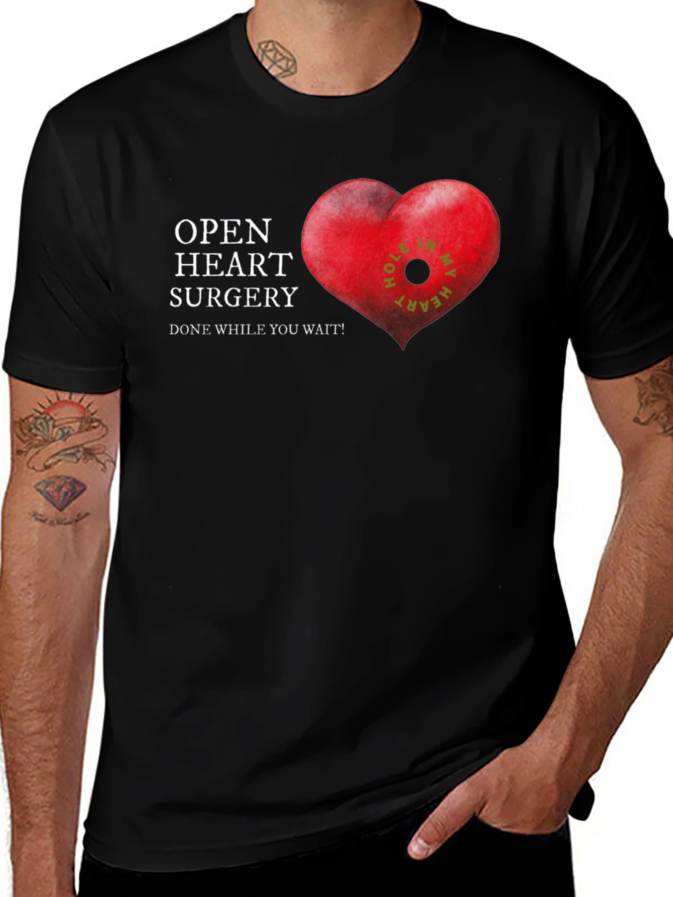 Humorous Open Heart Surgery Graphic T-Shirt