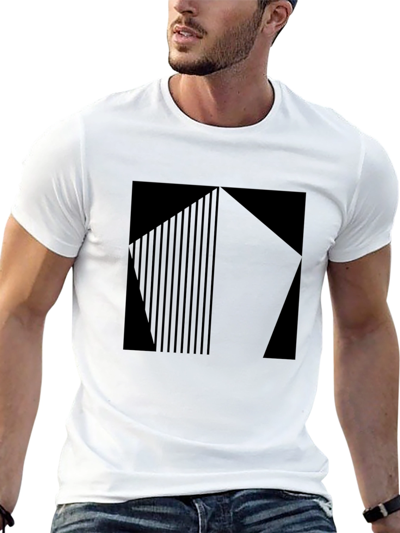 Modern Graphic Print T-Shirt - Black