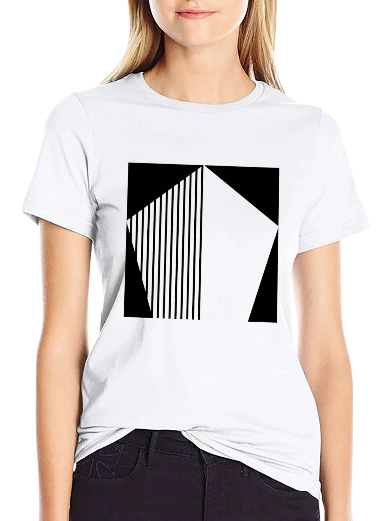 Modern Graphic Print T-Shirt - Black