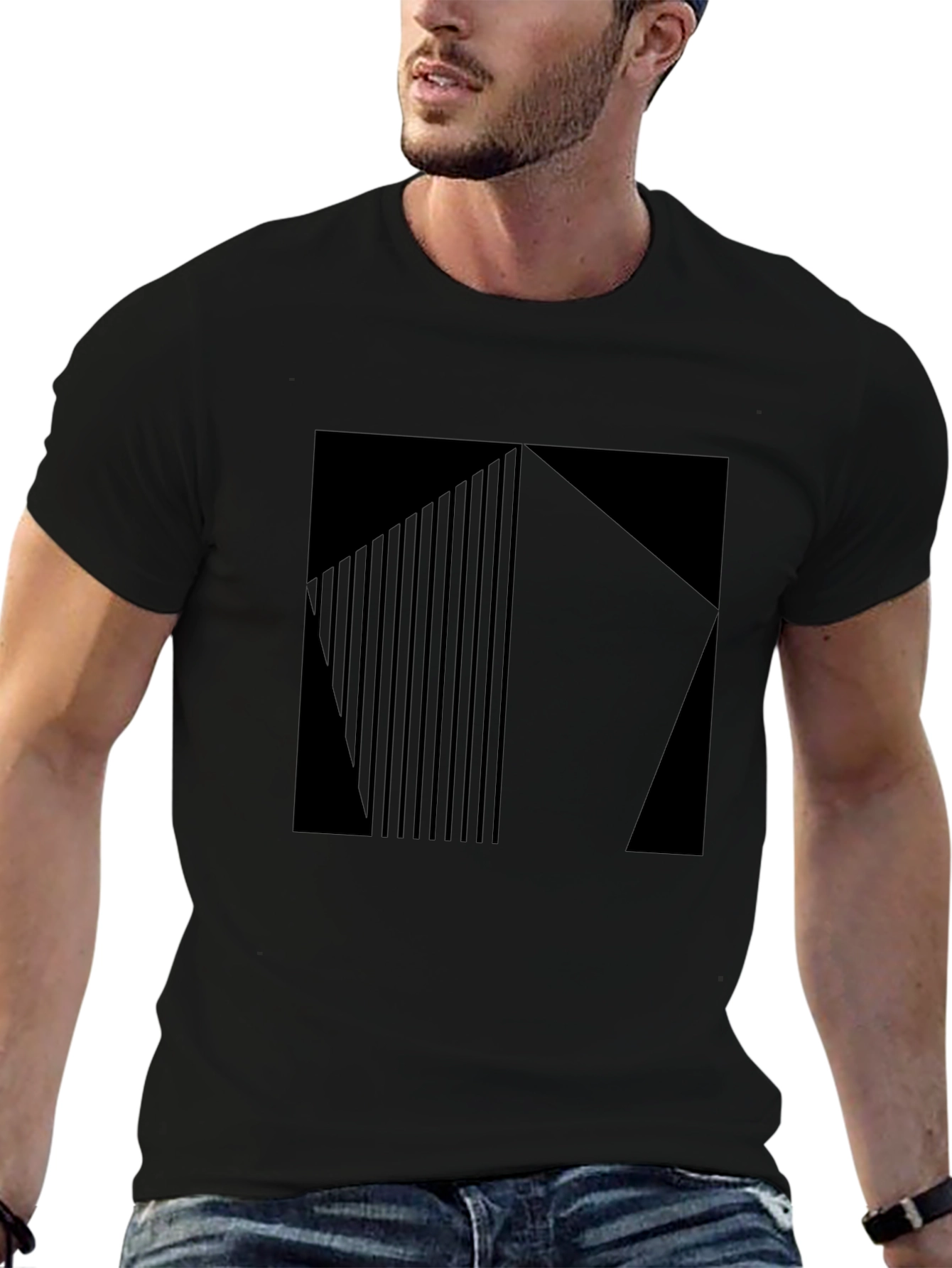 Modern Graphic Print T-Shirt - Black