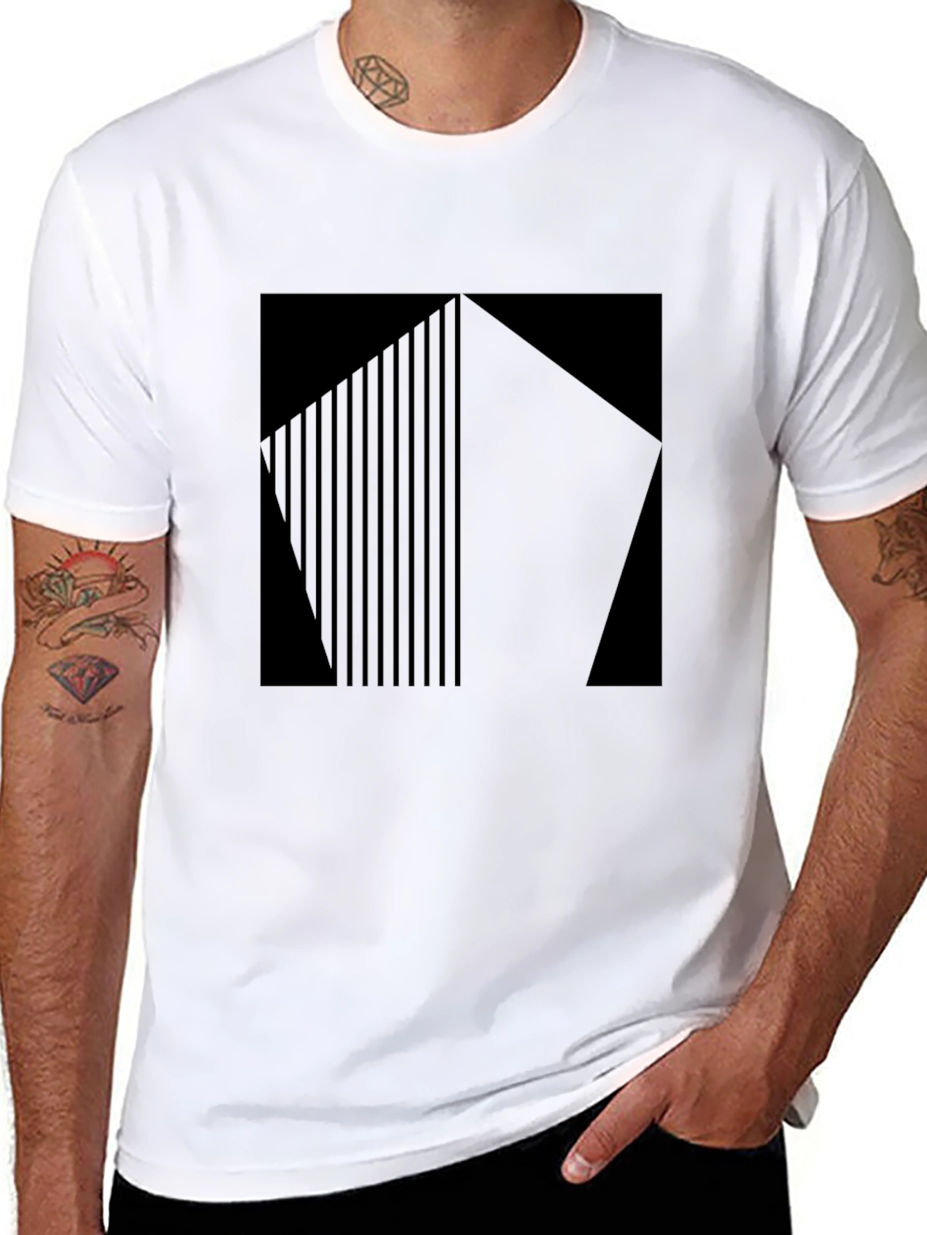 Modern Graphic Print T-Shirt - Black