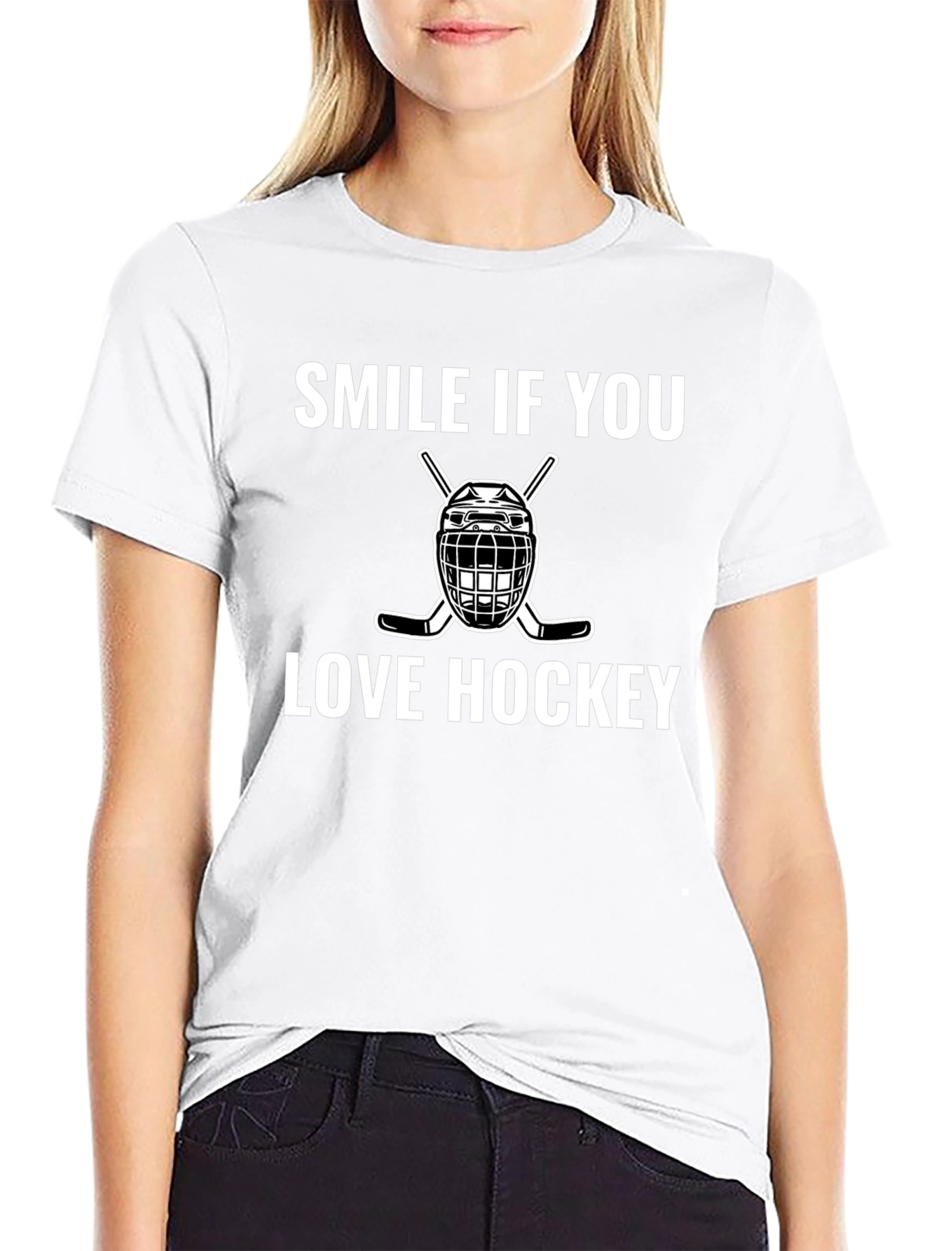 Smile If You Love Hockey Graphic T-Shirt