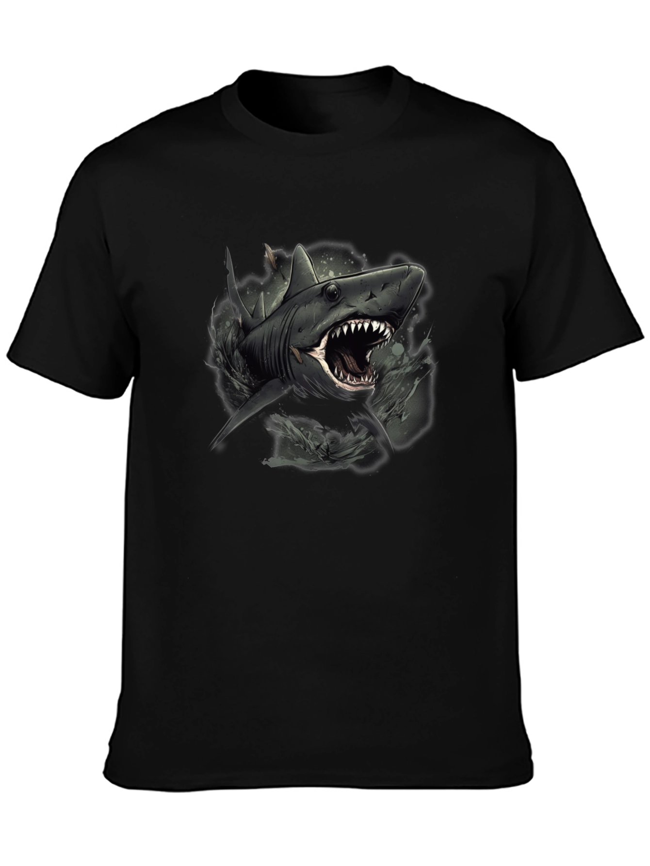 Shark Graphic Print Black Tee