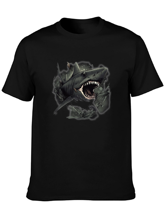 Shark Graphic Print Black Tee