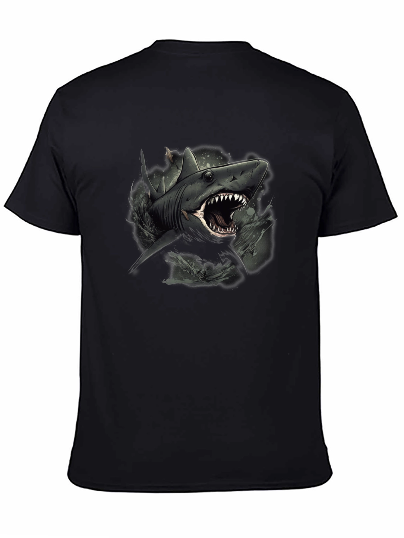 Shark Graphic Print Black Tee