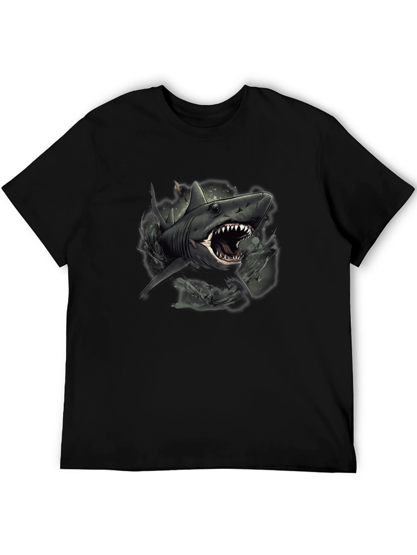 Shark Graphic Print Black Tee
