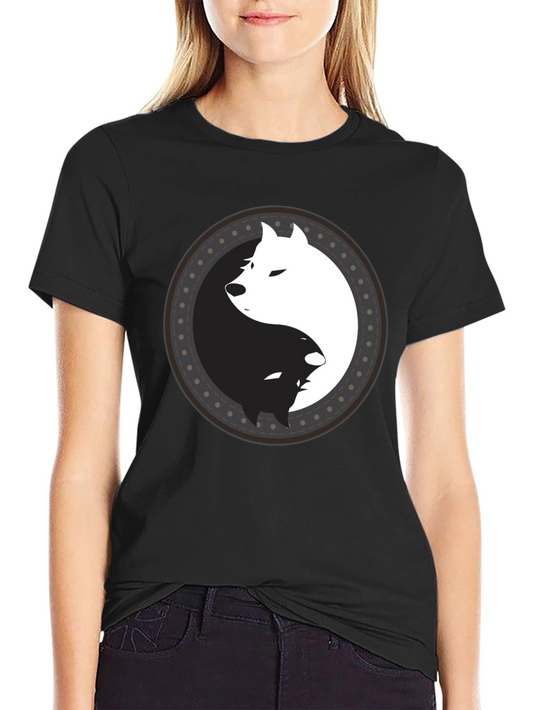 Yin Yang Wolf Graphic Tee - Mens Black T-Shirt