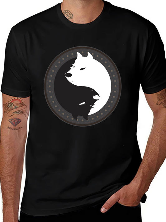 Yin Yang Wolf Graphic Tee - Mens Black T-Shirt