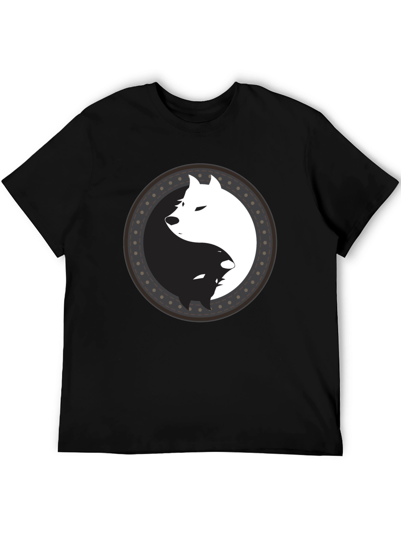 Yin Yang Wolf Graphic Tee - Mens Black T-Shirt