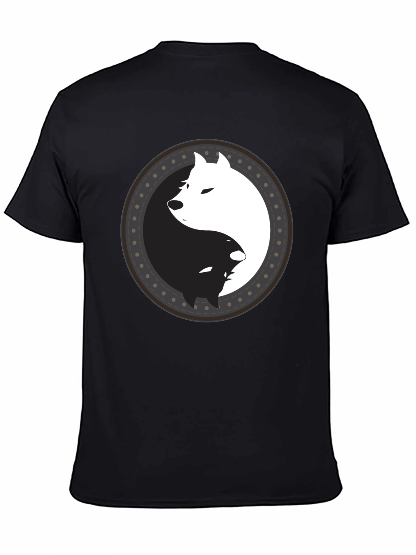 Yin Yang Wolf Graphic Tee - Mens Black T-Shirt