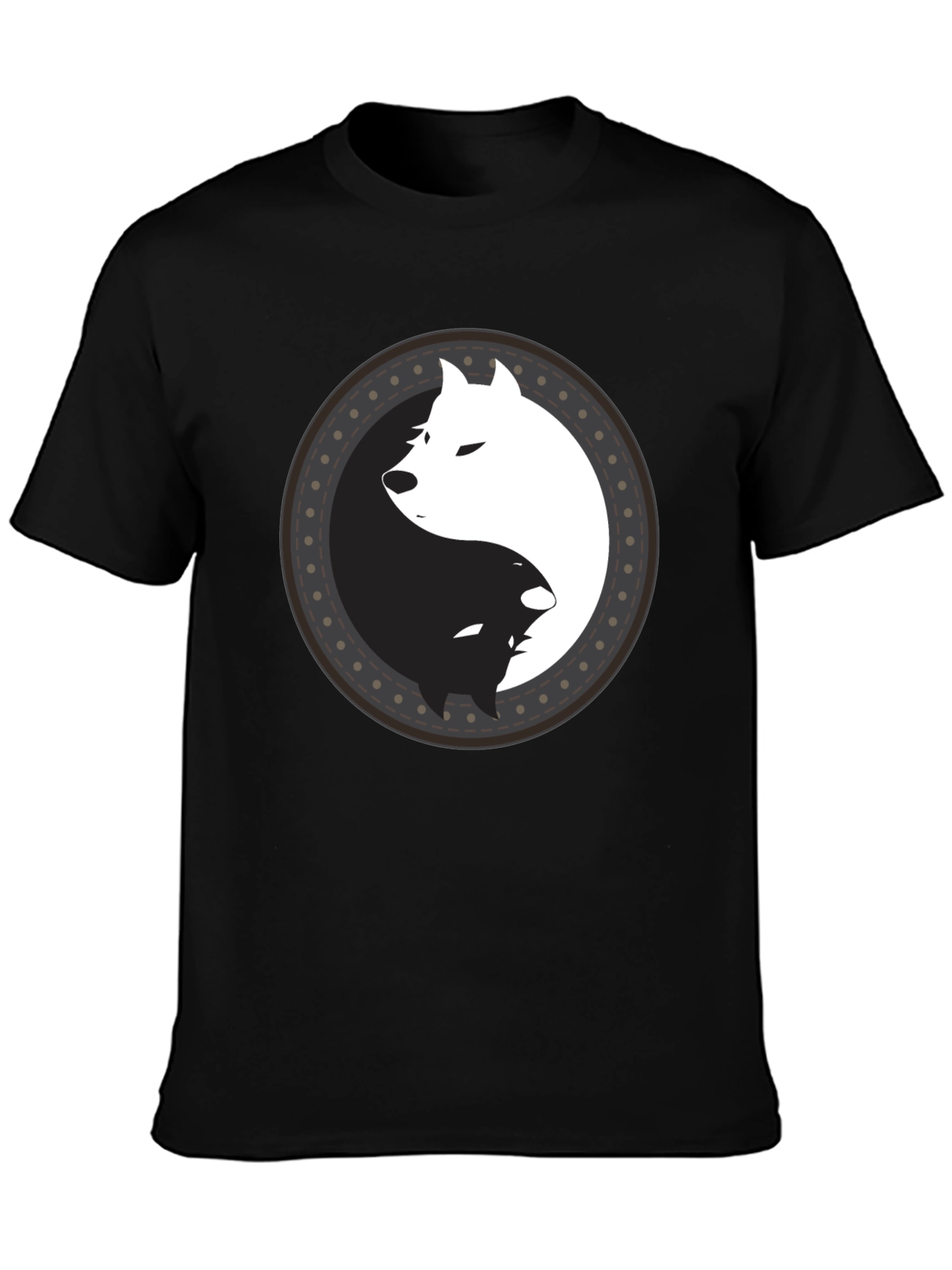 Yin Yang Wolf Graphic Tee - Mens Black T-Shirt