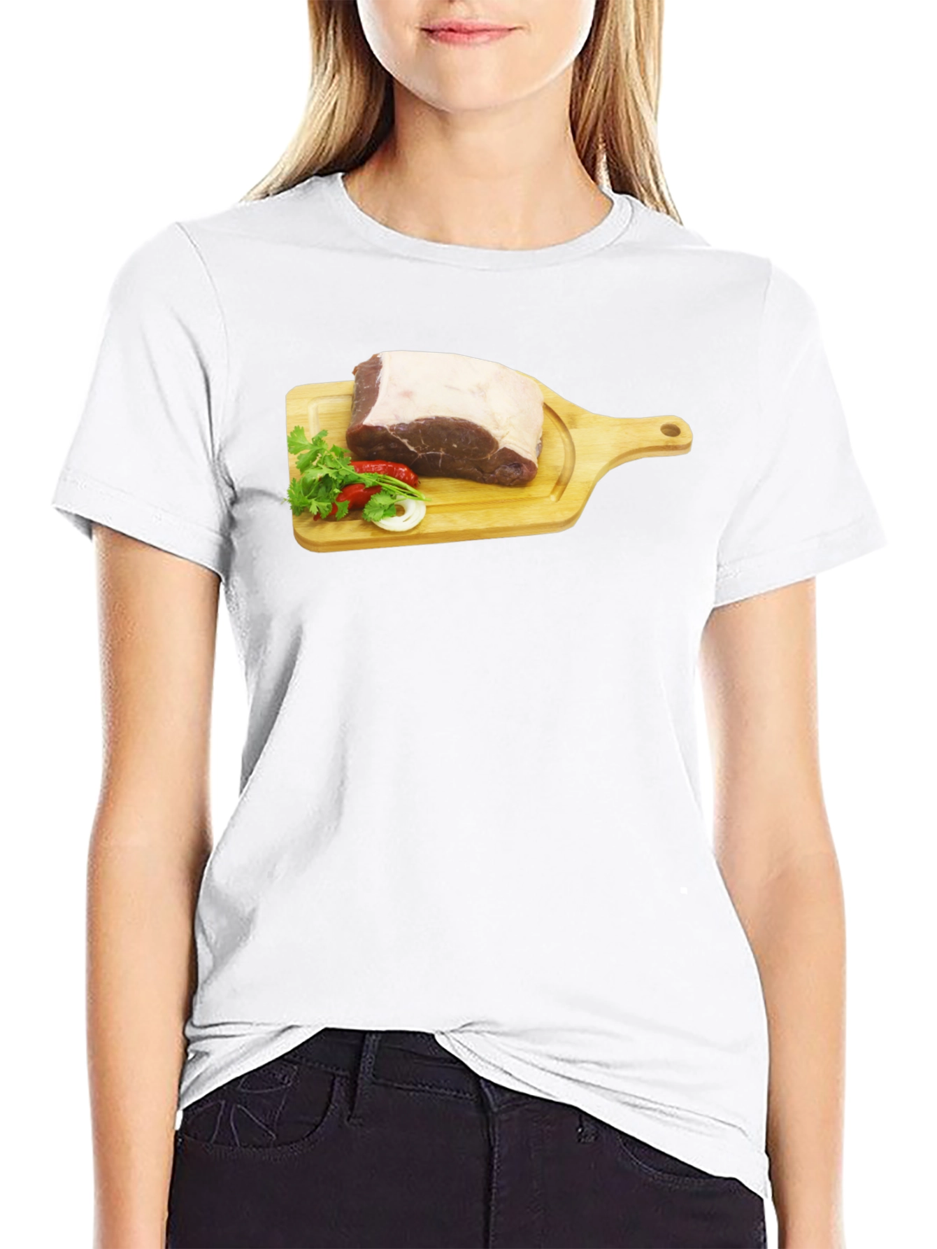 Steak on Cutting Board Graphic T-Shirt