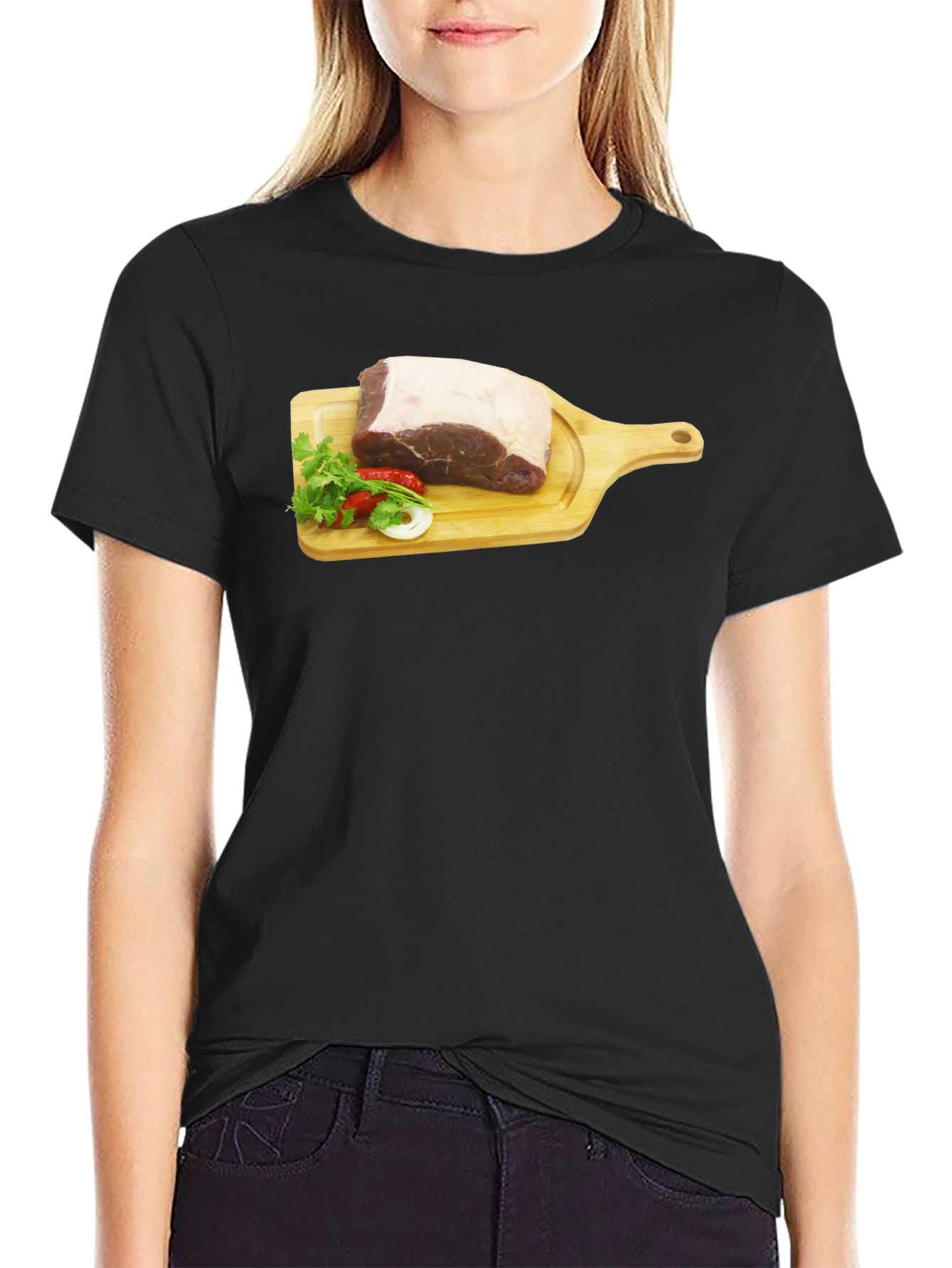 Steak on Cutting Board Graphic T-Shirt