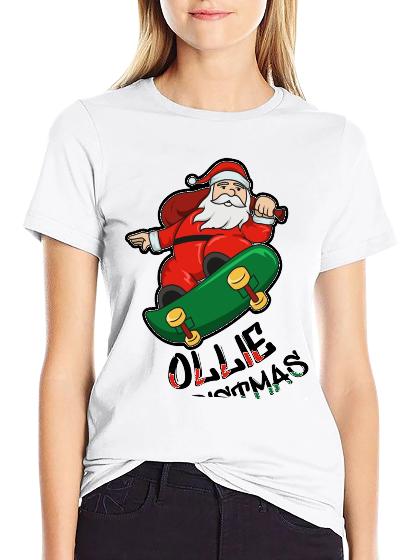 Skateboarding Santa T-Shirt - Festive Holiday Apparel