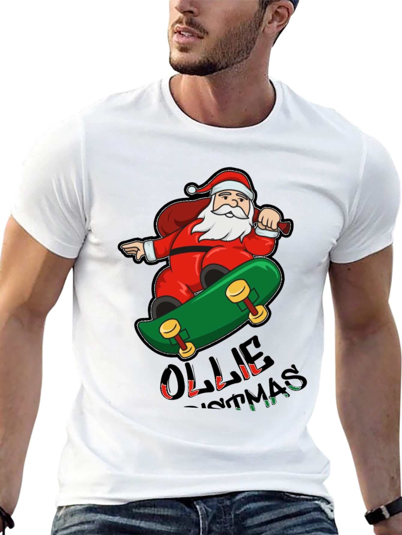 Skateboarding Santa T-Shirt - Festive Holiday Apparel
