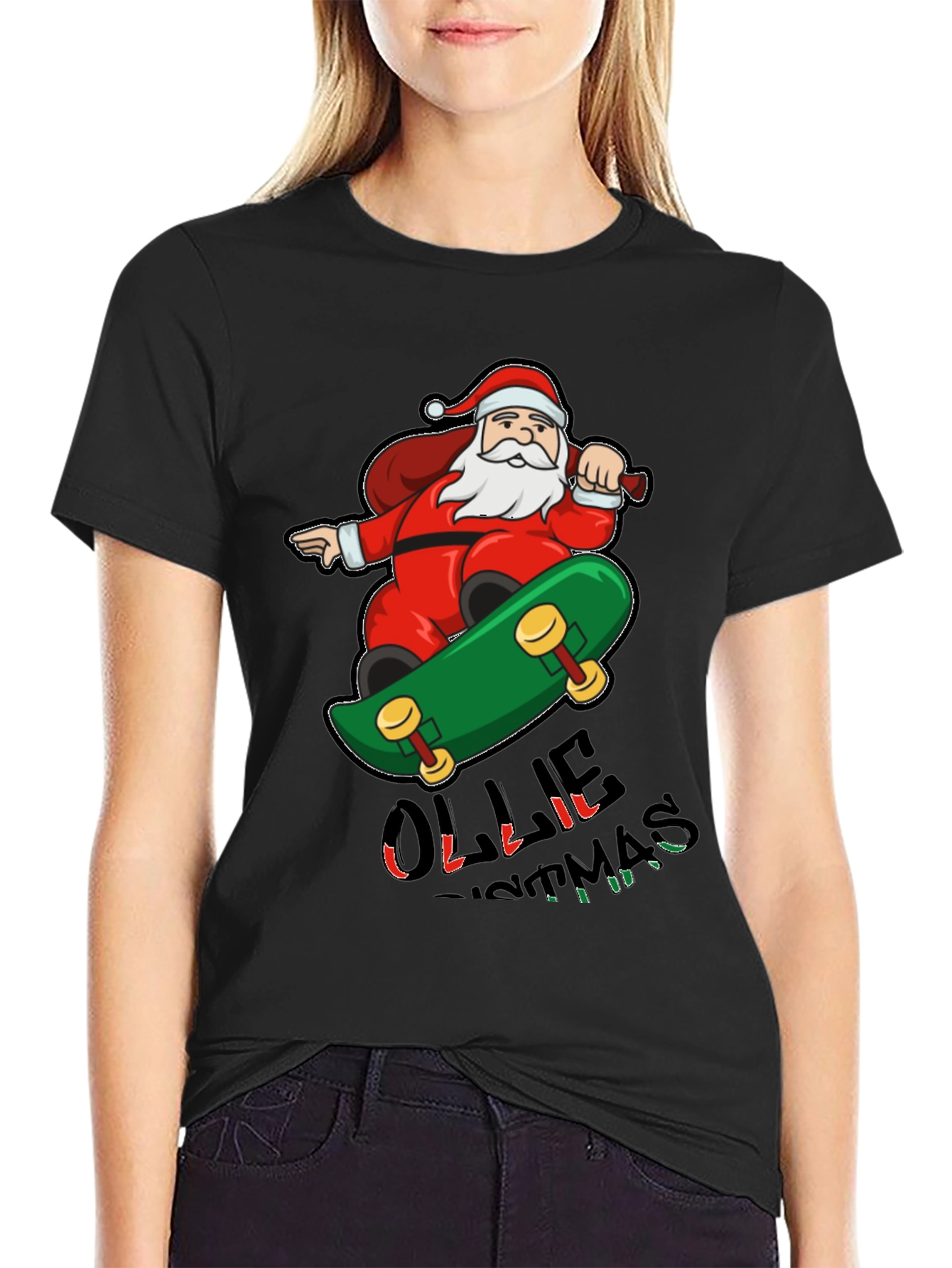 Skateboarding Santa T-Shirt - Festive Holiday Apparel