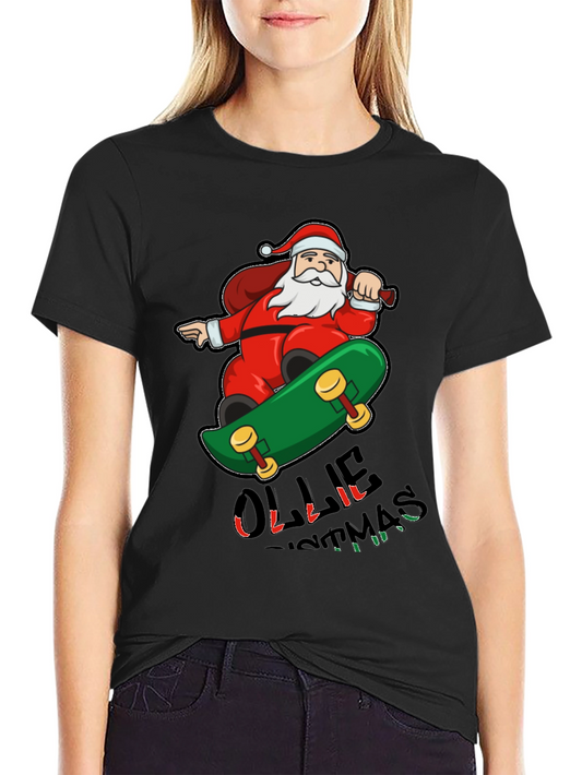 Skateboarding Santa T-Shirt - Festive Holiday Apparel
