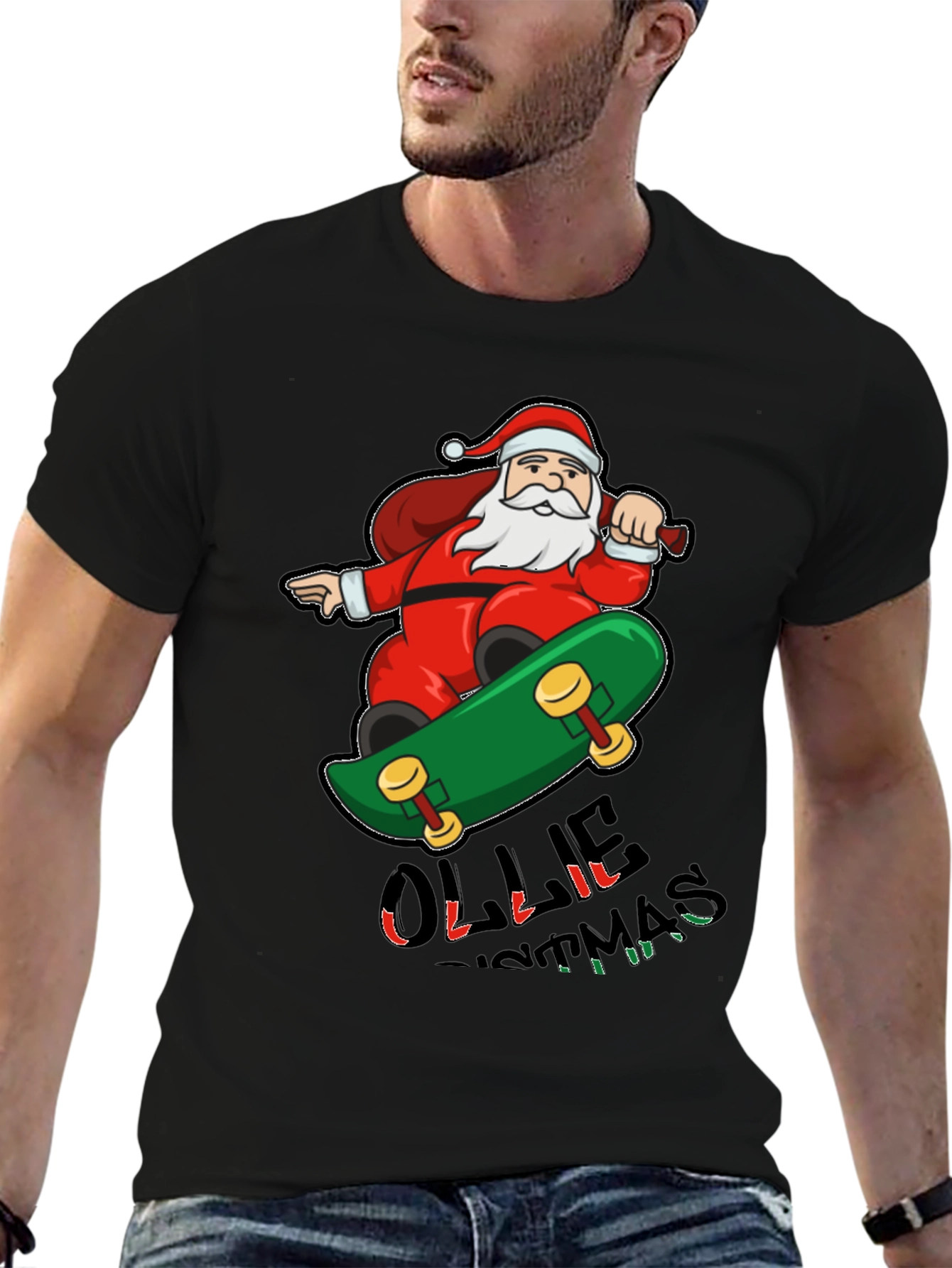 Skateboarding Santa T-Shirt - Festive Holiday Apparel