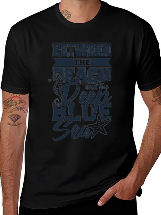 Between the Beach and the Deep Blue Sea Black Tee