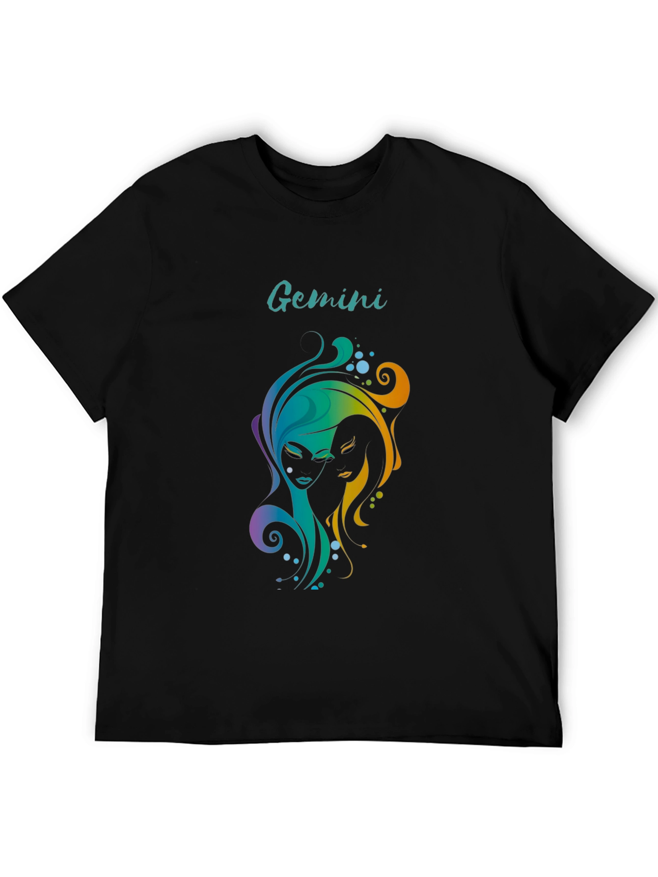 Gemini Zodiac Graphic T-Shirt - Black