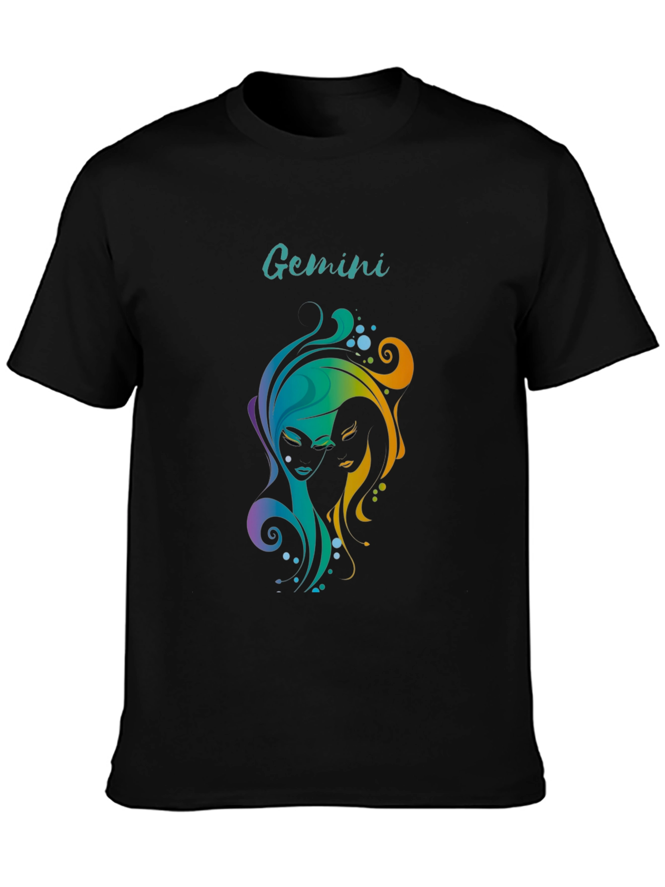 Gemini Zodiac Graphic T-Shirt - Black