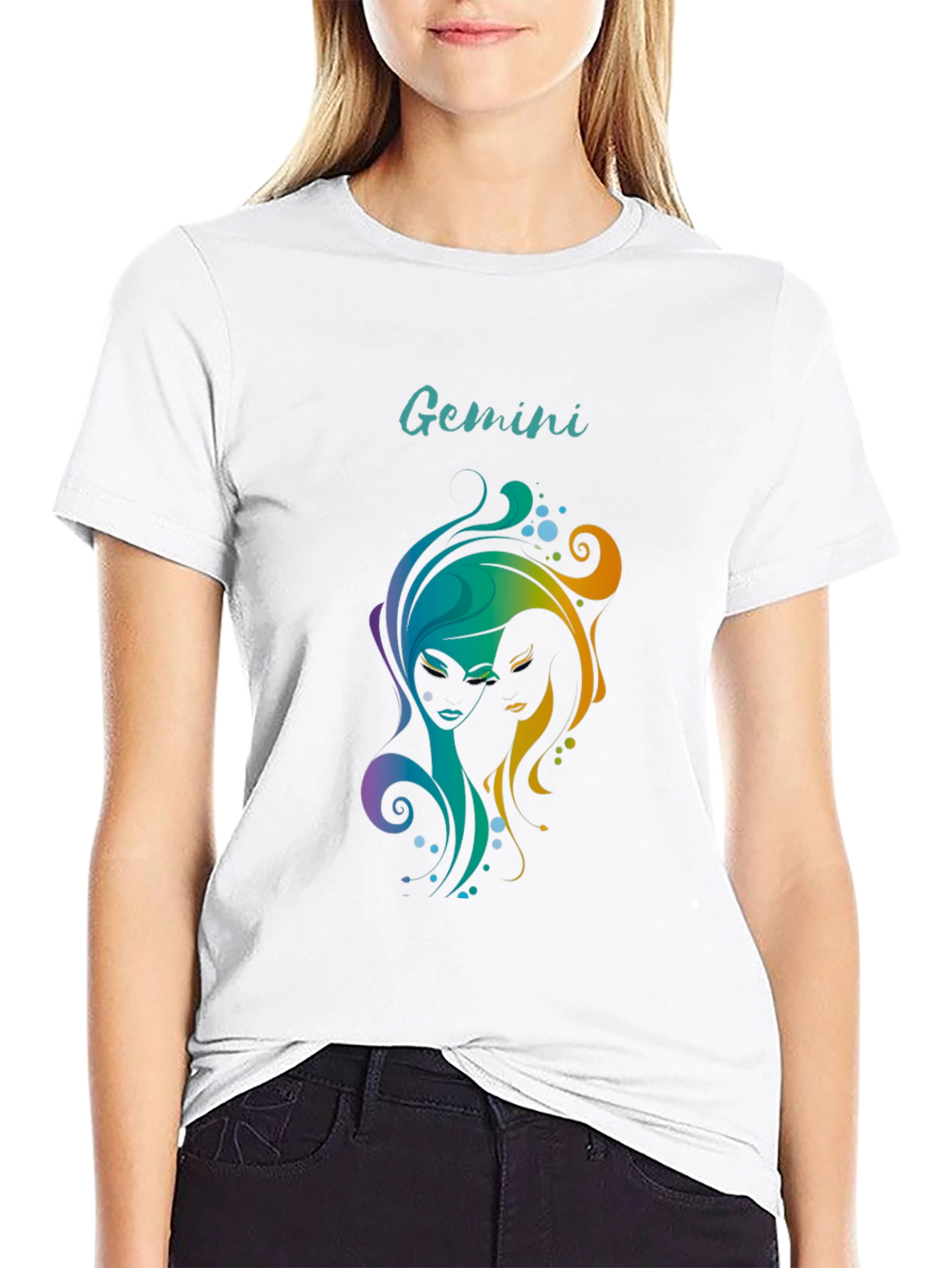 Gemini Zodiac Graphic T-Shirt - Black