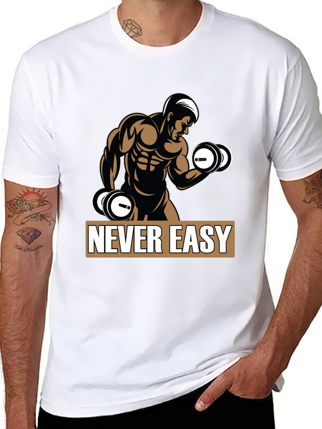 Never Easy Gym Workout Graphic Tee