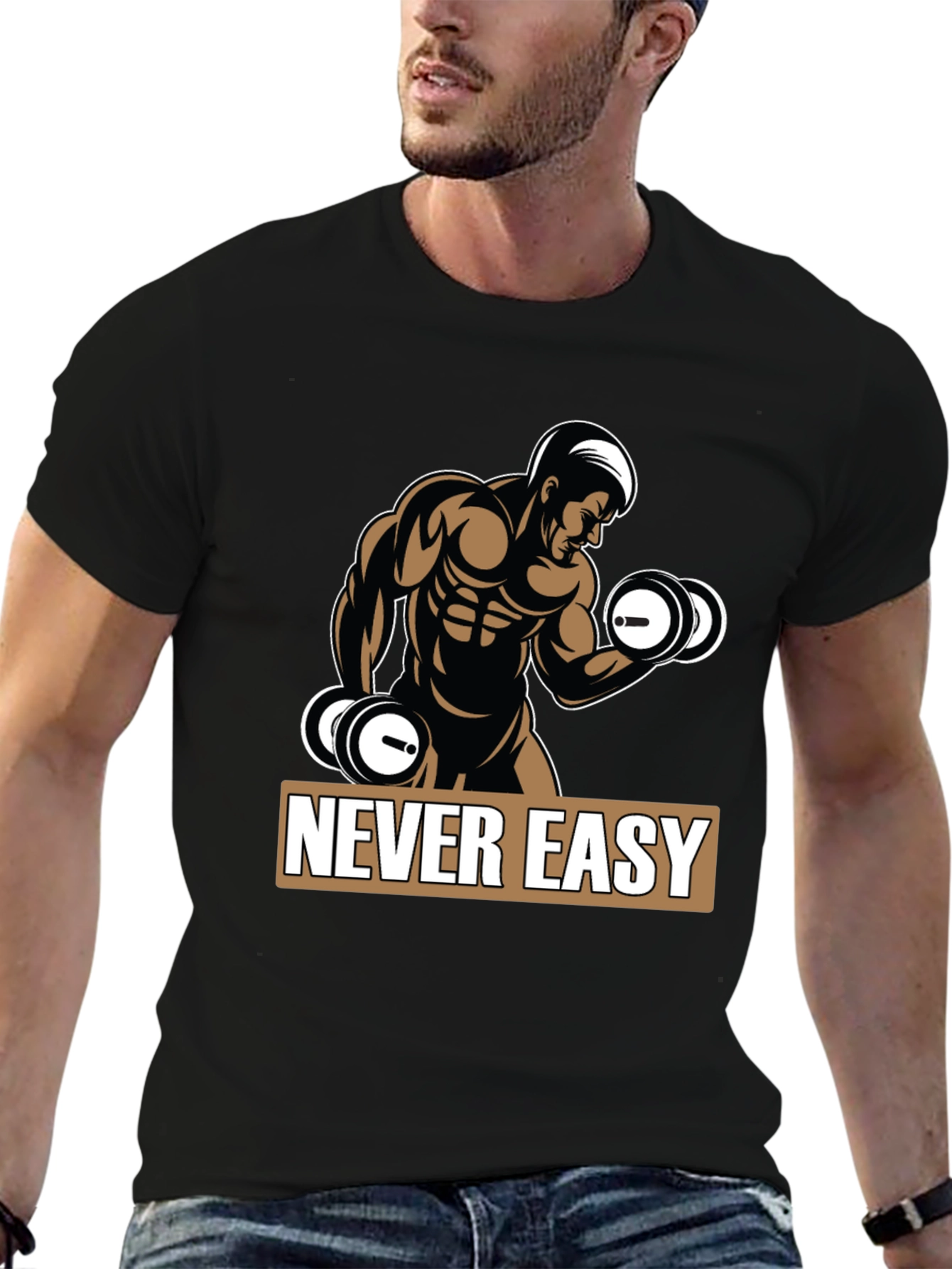 Never Easy Gym Workout Graphic Tee