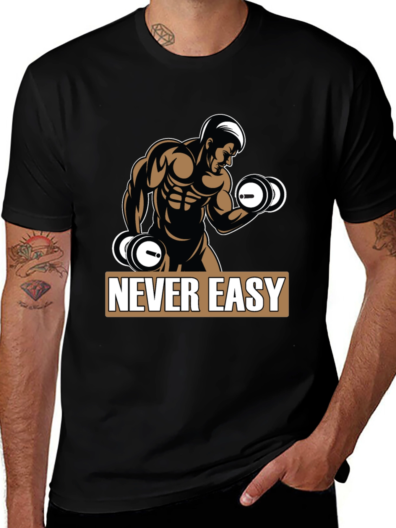Never Easy Gym Workout Graphic Tee