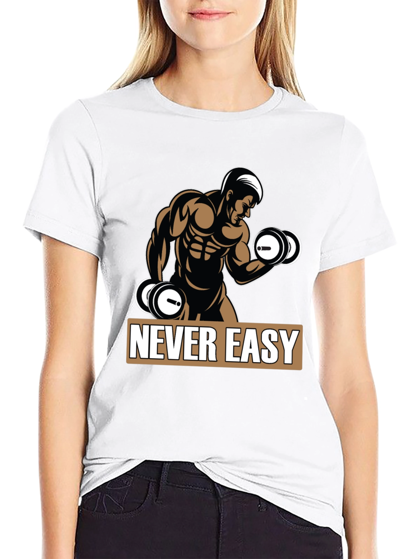 Never Easy Gym Workout Graphic Tee