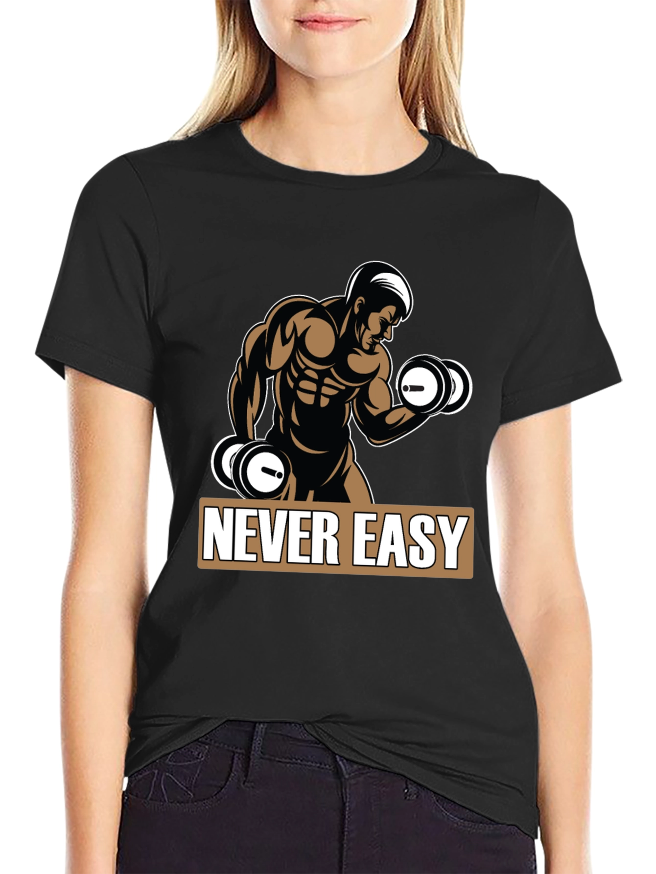 Never Easy Gym Workout Graphic Tee