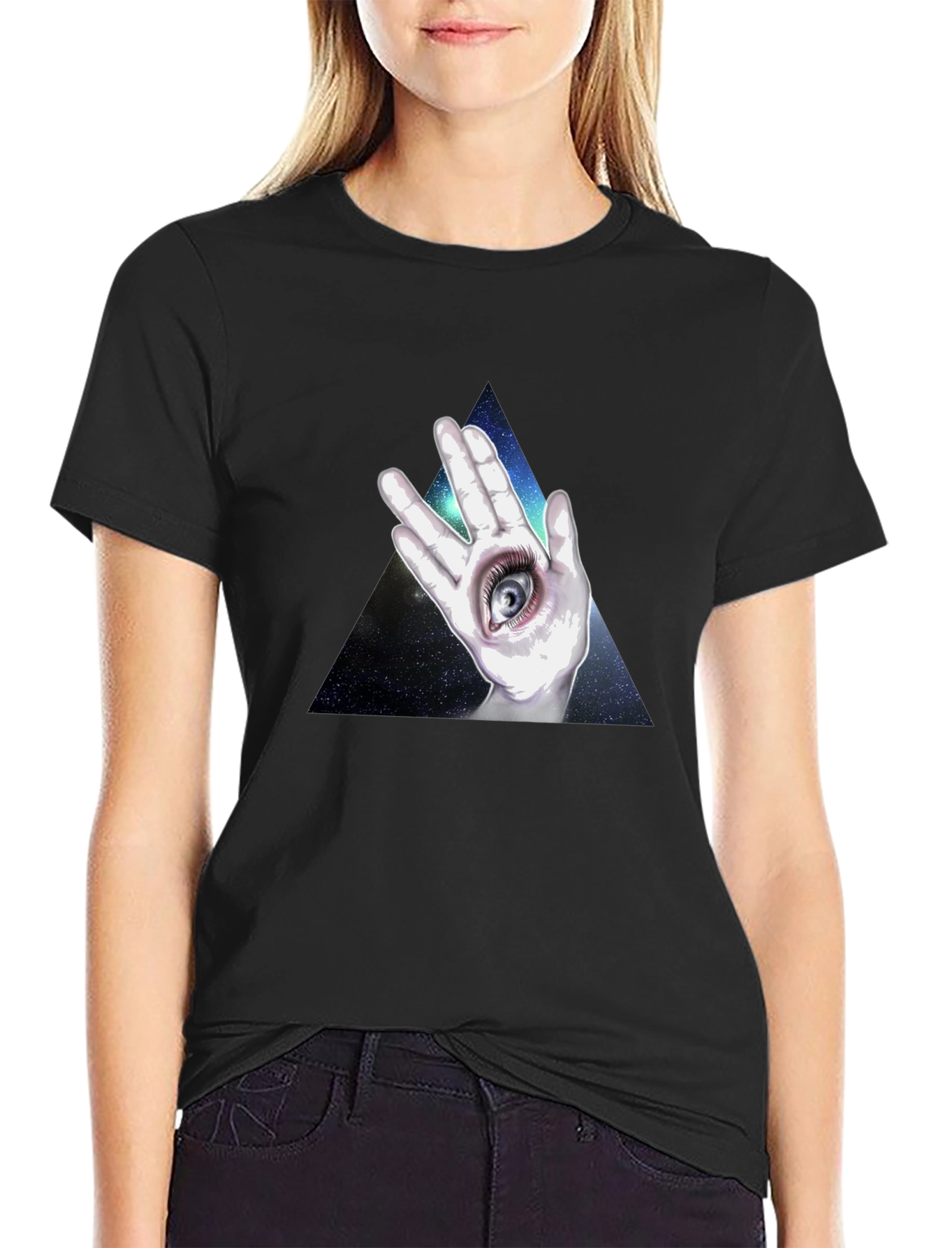 All Seeing Eye Hand Graphic T-Shirt - Black
