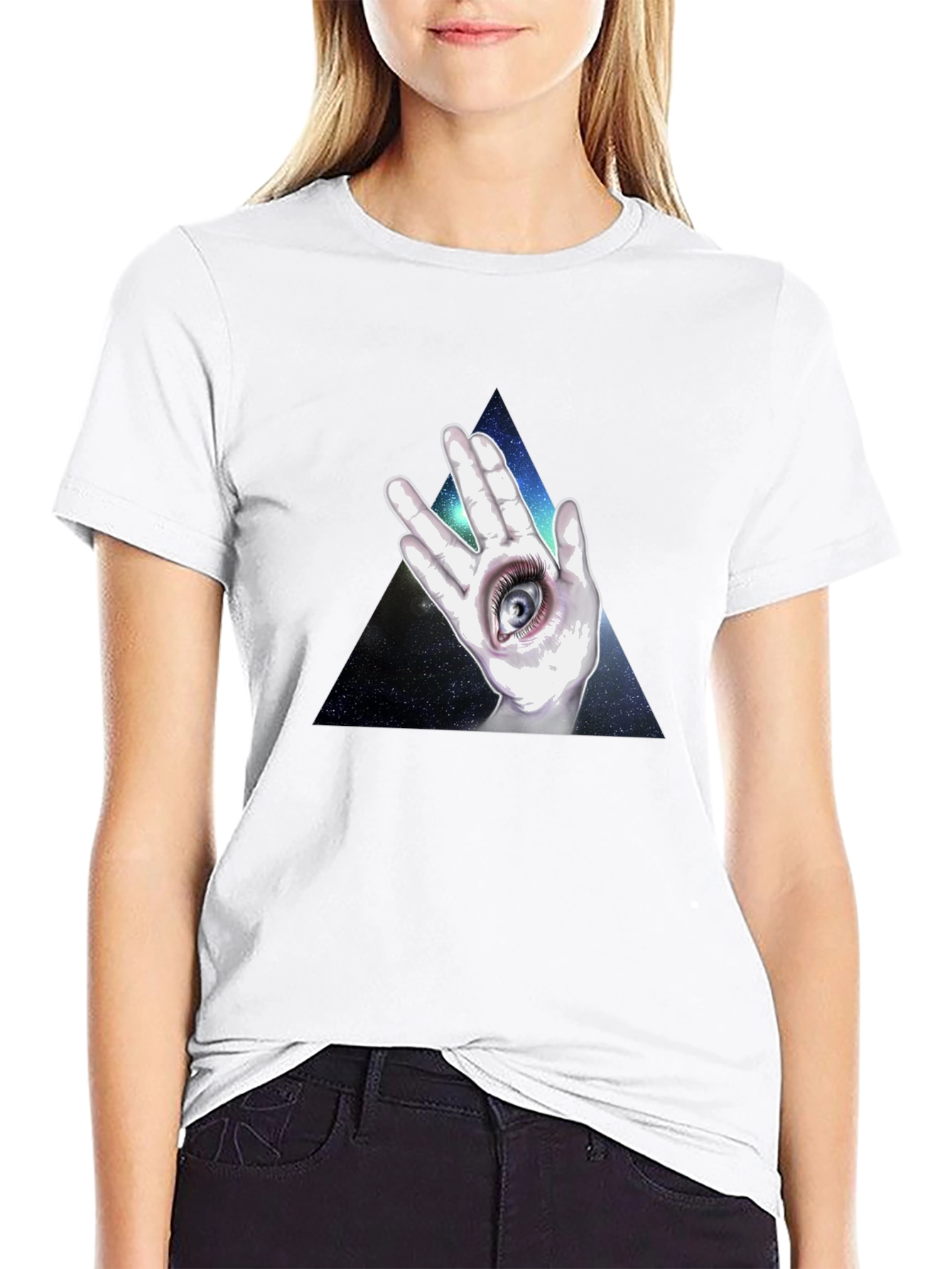 All Seeing Eye Hand Graphic T-Shirt - Black