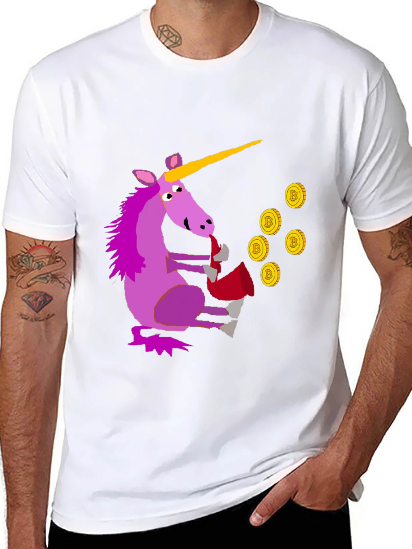 Unicorn Bitcoin Crypto T-Shirt - Black