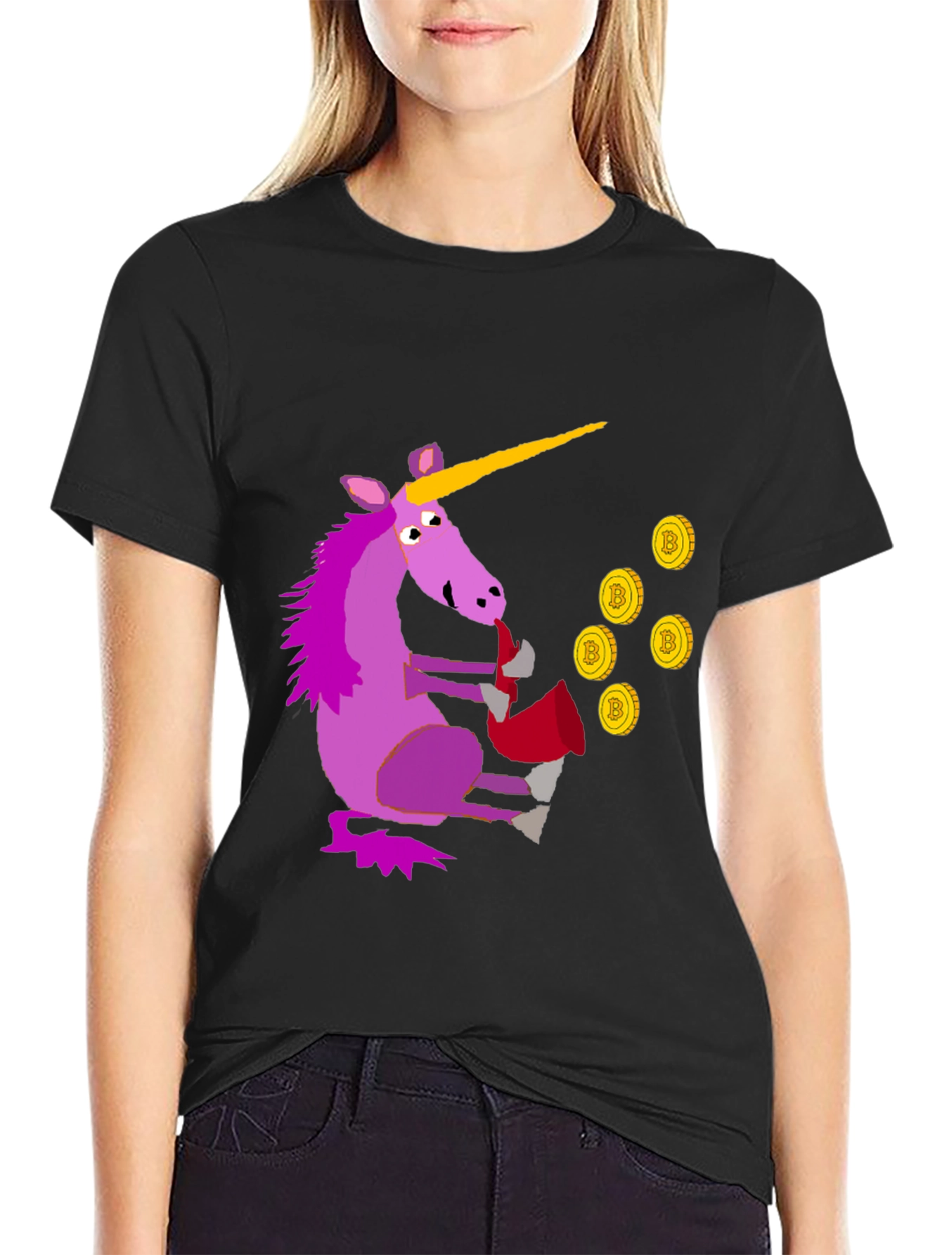 Unicorn Bitcoin Crypto T-Shirt - Black