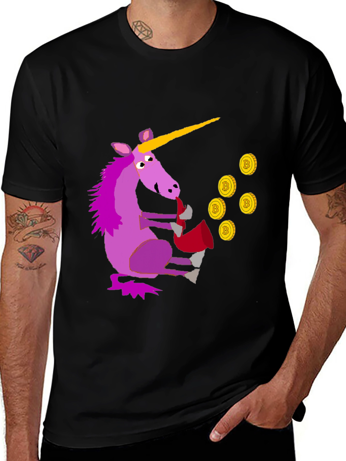 Unicorn Bitcoin Crypto T-Shirt - Black