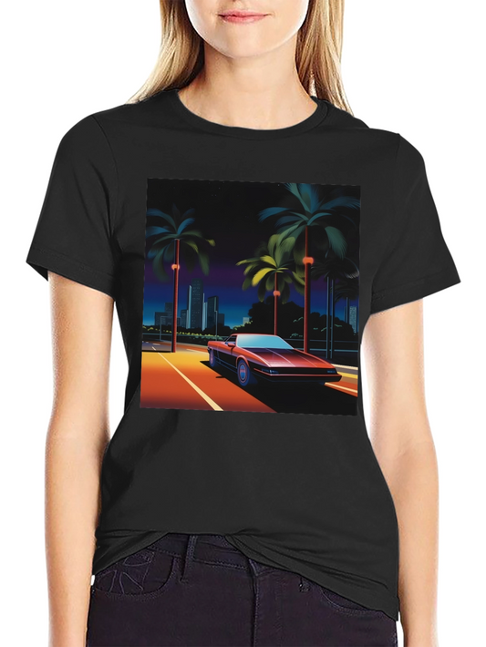 Retro Wave T-Shirt 80s Car & Palm Design