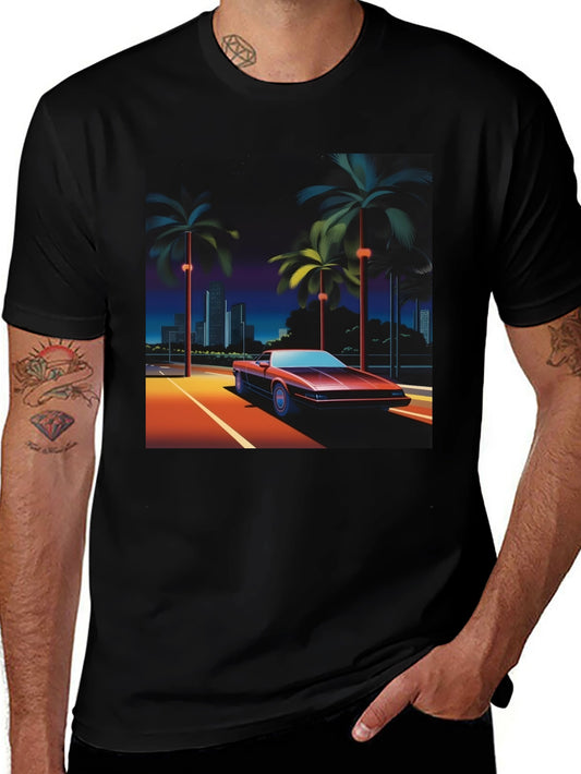 Retro Wave T-Shirt 80s Car & Palm Design