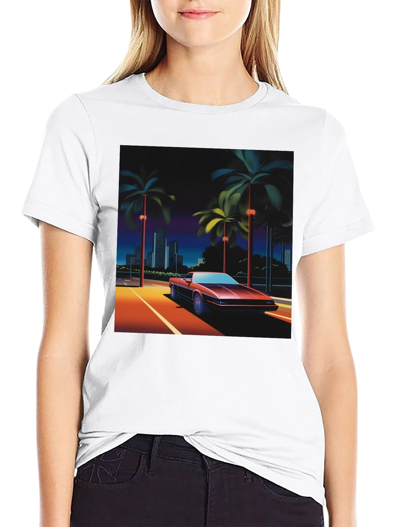 Retro Wave T-Shirt 80s Car & Palm Design