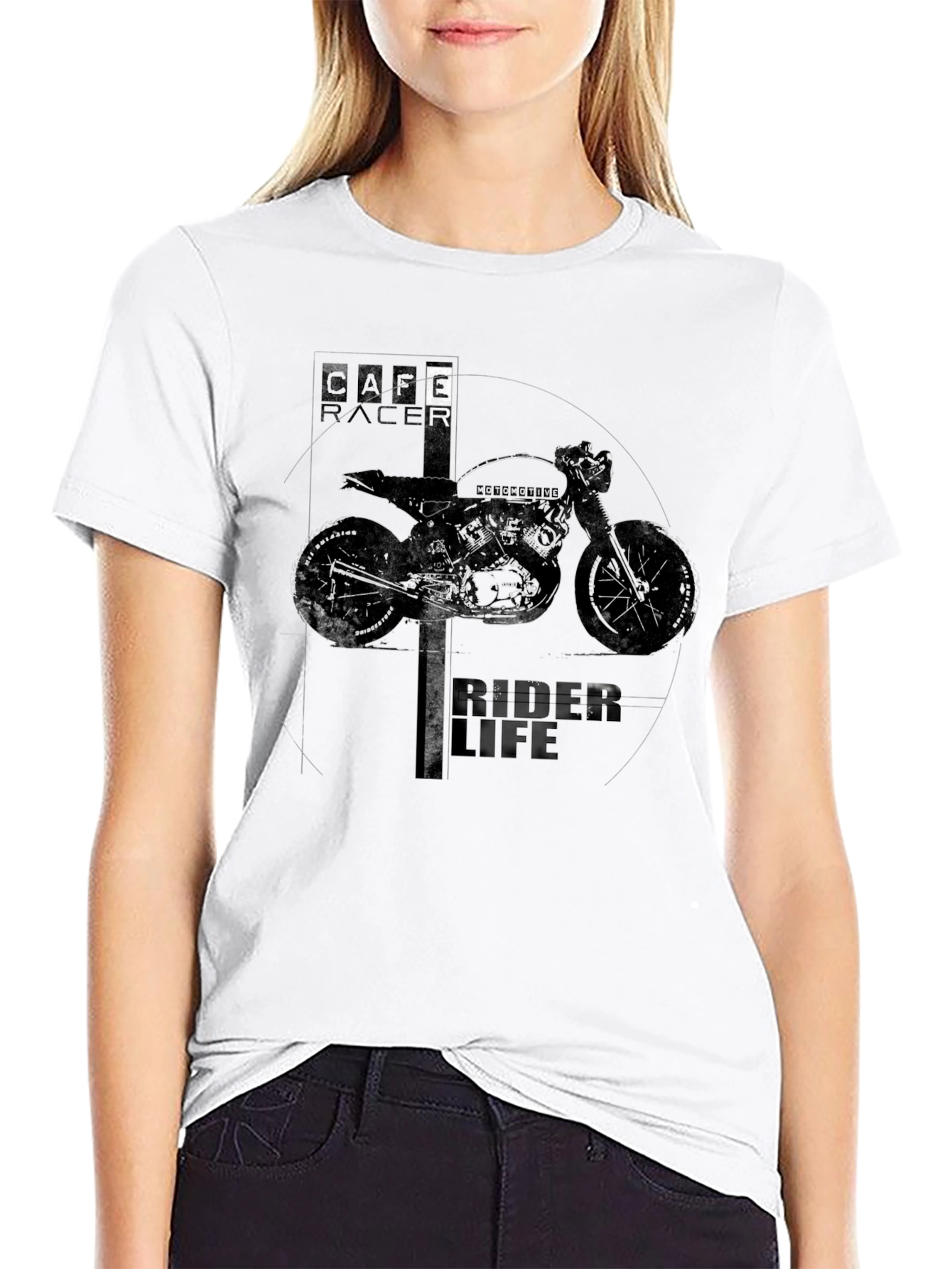 Cafe Racer Rider Life Graphic Black T-Shirt