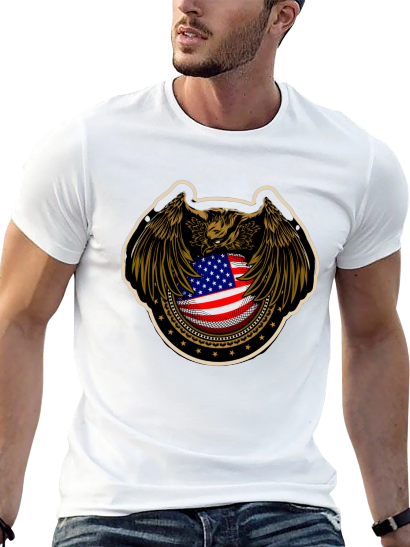 American Eagle Flag Graphic Black T-Shirt