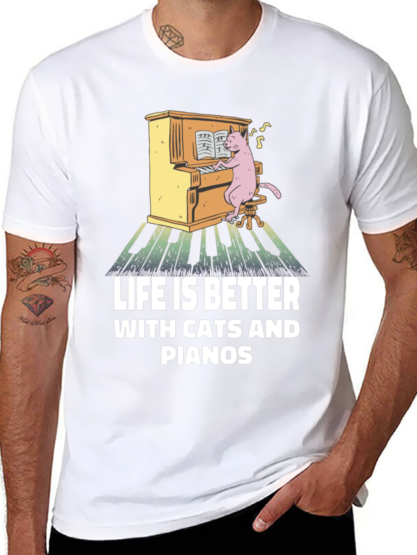 Life is Better with Cats and Pianos T-Shirt