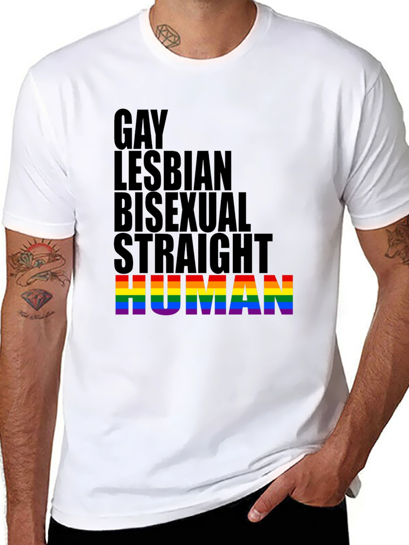 LGBTQ+ Equality Tee: Gay Lesbian Bisexual Straight Human Pride