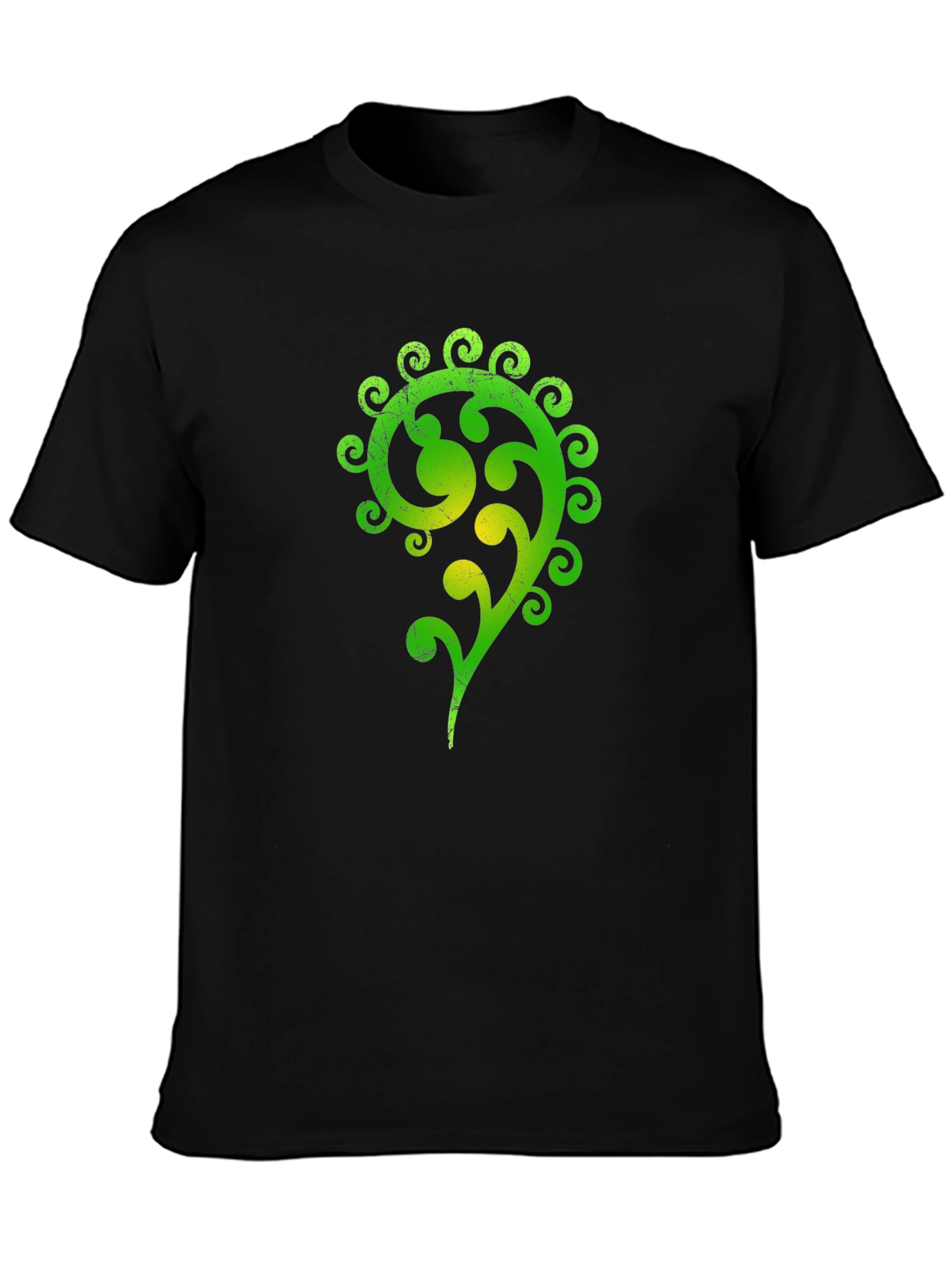 Green Celtic Swirl Design Black T-Shirt