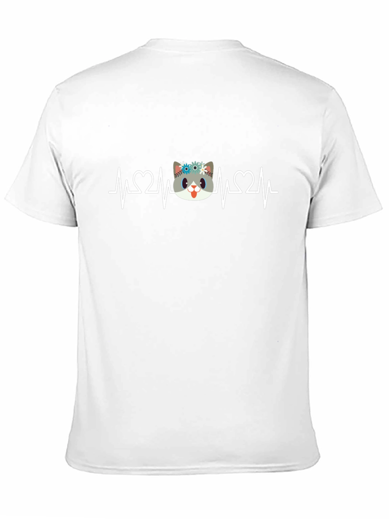 Cute Cat Heartbeat Graphic T-Shirt