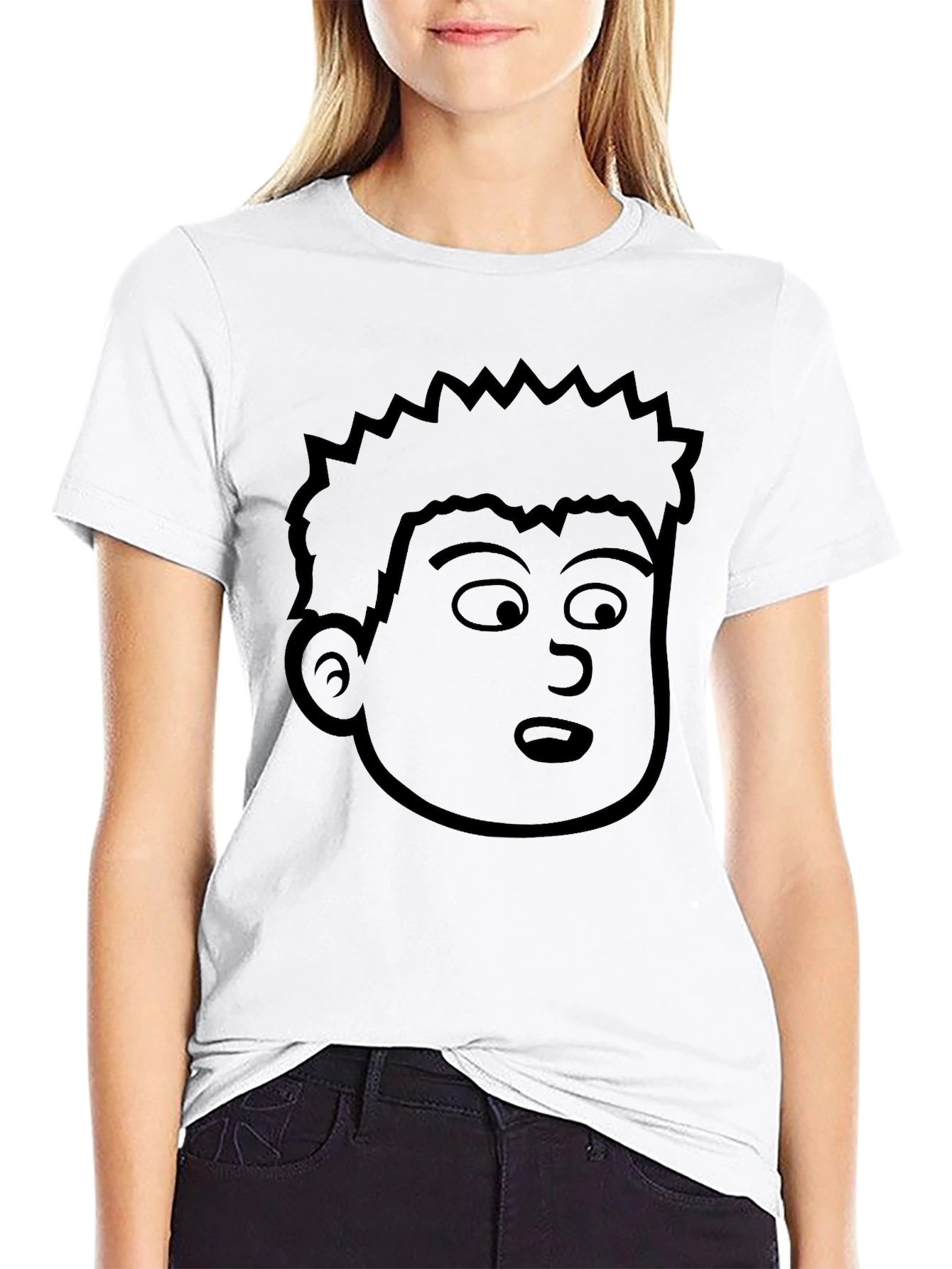 Cartoon Face Black T-Shirt