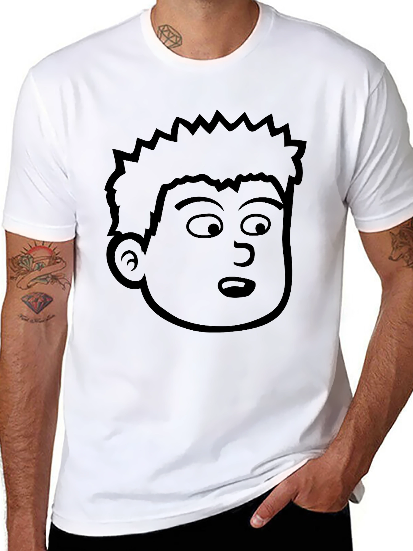 Cartoon Face Black T-Shirt