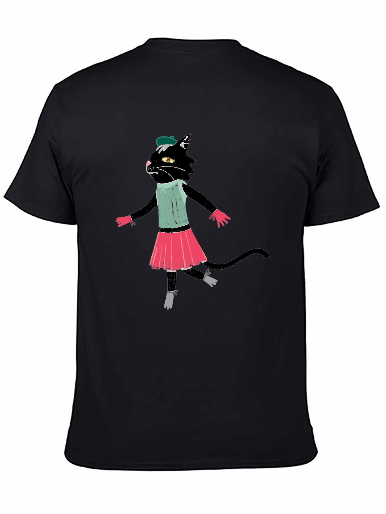 Black Cat Ballerina T-Shirt Cotton